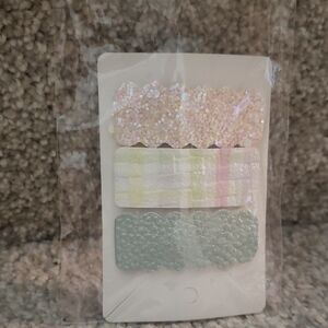 COPY - Pastel Glitter and Striped Hair Clips